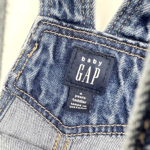 Baby Gap Denim Embroidered Flower Shorts Overalls - Picture 4 of 4